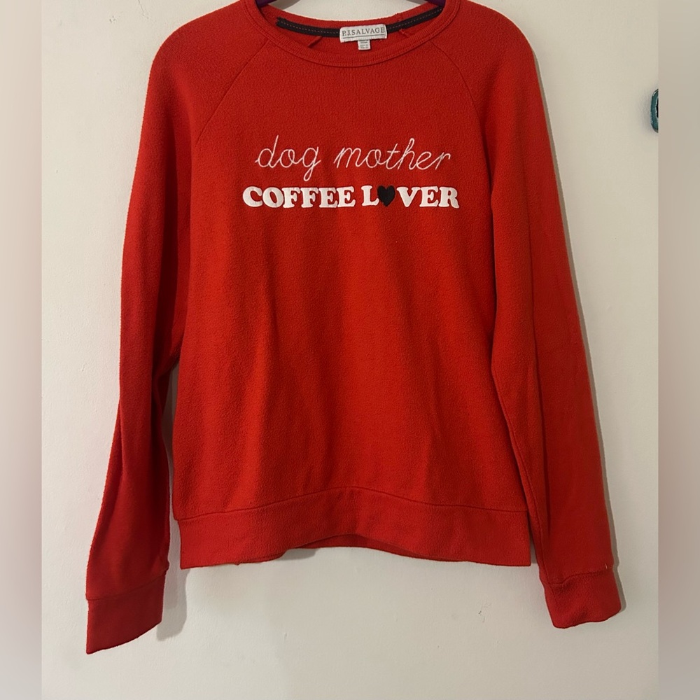 P.J. Salvage Women's Red Cozy Top - Dog Mother Coffee Lover